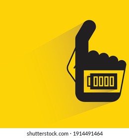 robotic hand and battery with drop shadow yellow background