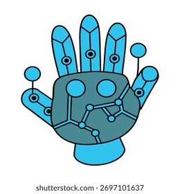 robotic hand drawing glowing circuit patterns