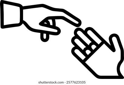 Robotic hand guiding human hand on digital interface concept as A soft abstract image showing a robotic hand gently guiding a human hand over a digital interface symbolizing mentor