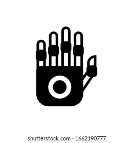 Robotic hand icon in black solid flat design icon isolated on white background