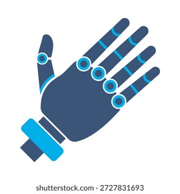 Roboter Hand Symbol blau flach Vektor Design mechanische Arm Symbol Technologie Automatisierung Cyborg Grafik Element Zeichen