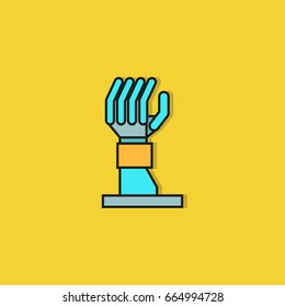 robotic hand icon on yellow background