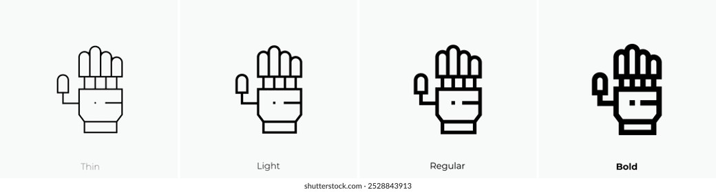 robotic hand icon. Thin, Light Regular And Bold style design isolated on white background