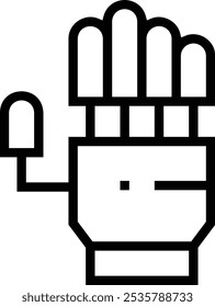 Icono de mano robótica. Diseño de estilo lineal delgado aislado sobre fondo blanco
