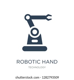 robotic hand icon vector on white background, robotic hand trendy filled icons from Technology collection, robotic hand vector illustration