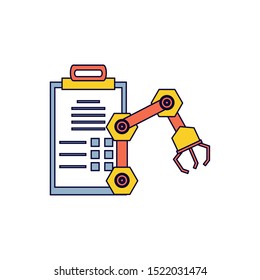 robotic hand industrial with checklist vector illustration design