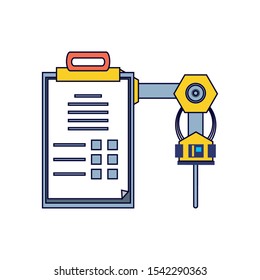 robotic hand industrial with checklist vector illustration design