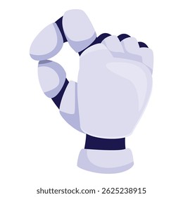Robotic hand is making the ok gesture, with the thumb and index finger forming a circle