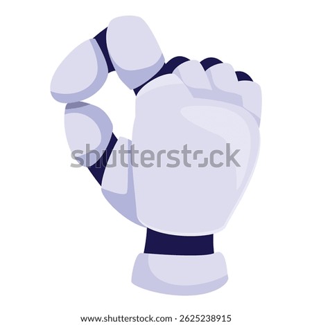 Robotic hand is making the ok gesture, with the thumb and index finger forming a circle
