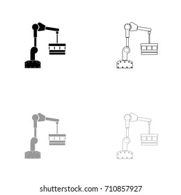 Robotic hand manipulator black and grey set icon .