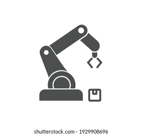 Icono de símbolo de silueta negra del manipulador de mano robótico. Logotipo de miembro de robot