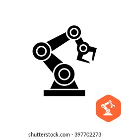 Robotic hand manipulator black silhouette symbol icon. Robot limb logo.