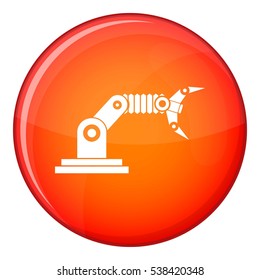 Robotic hand manipulator icon in red circle isolated on white background vector illustration