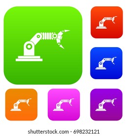 Robotic hand manipulator set icon in different colors isolated vector illustration. Premium collection