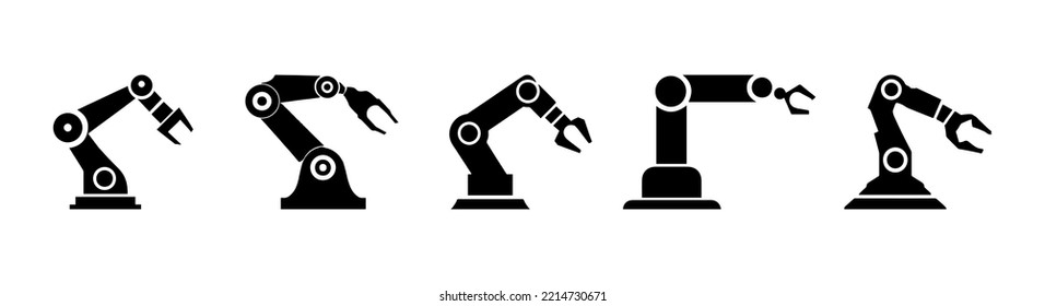 Robotic hand manipulator silhouette symbol icon. Robot limb logo. Robot arm. automation, robot, CNC shape logo.