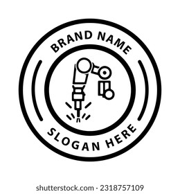 Robotic hand manipulator silhouette symbol icon. Robot limb logo. Robot arm. automation, robot, CNC shape logo.