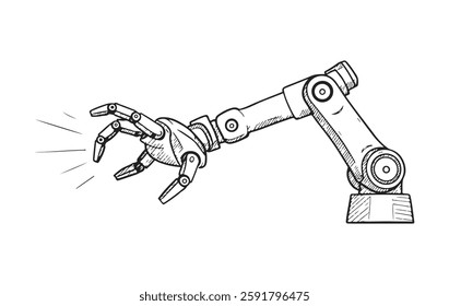 Robotic hand manipulator silhouette symbol icon. Robot limb logo. Robot arm. automation, robot, CNC shape logo.