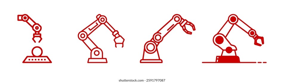 Robotic hand manipulator silhouette symbol icon. Robot limb logo. Robot arm. automation, robot, CNC shape logo.