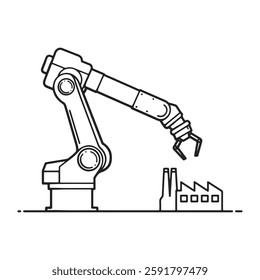 Robotic hand manipulator silhouette symbol icon. Robot limb logo. Robot arm. automation, robot, CNC shape logo.
