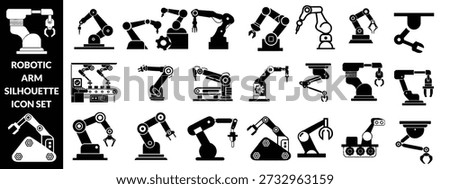 Robotic hand manipulator silhouette symbol icon. Robot limb logo. Robot arm. automation, robot Big set 