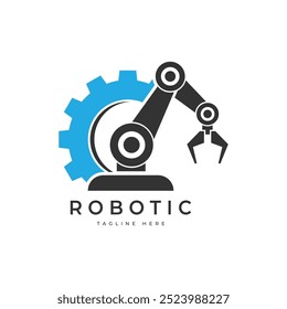 Ícone de símbolo de manipulador de mão robótico. Logotipo do membro robô. Braço de robô. automação, robô, logotipo de forma CNC.