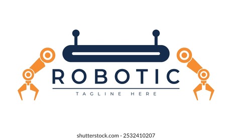 Robotic hand manipulator symbol icon. Robot limb logo. Robot arm. automation, robot, CNC shape logo.