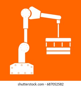 Robotic hand manipulator white icon .
