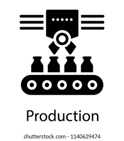 A robotic hand for manufacturing process, glyph icon of industrial robot