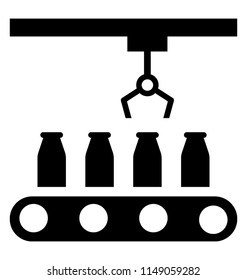 
A robotic hand for manufacturing process, glyph icon of industrial robot
