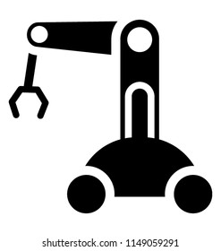 
A robotic hand for manufacturing process, glyph icon of industrial robot
