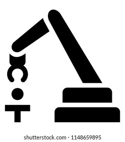 
A robotic hand for manufacturing process, glyphicon of industrial robot
