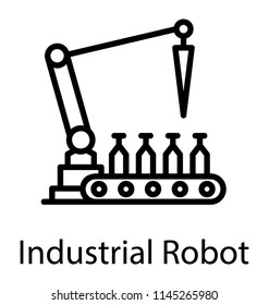 A robotic hand for manufacturing process, line icon of industrial robot