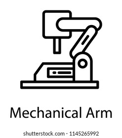 A robotic hand for manufacturing process, line icon of industrial robot