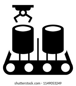 
A robotic hand for manufacturing process, vector icon of industrial robot
