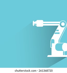 robotic hand on blue background, flat and shadow theme