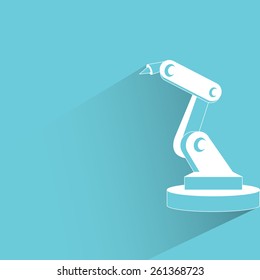 robotic hand on blue background, flat and shadow theme