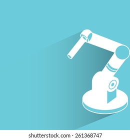 robotic hand on blue background, flat and shadow theme