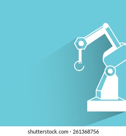 robotic hand on blue background, flat and shadow theme