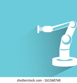 robotic hand on blue background, flat and shadow theme
