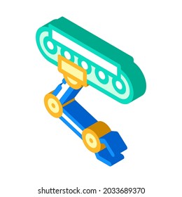 mano robótica sobre el vector de ícono isométrico del carril. mano robótica en señal ferroviaria. ilustración de símbolo aislado