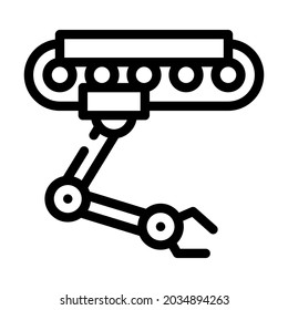 robotic hand on rail line icon vector. robotic hand on rail sign. isolated contour symbol black illustration