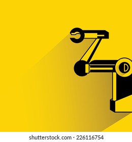 robotic hand on yellow background, flat and shadow theme, automation robot