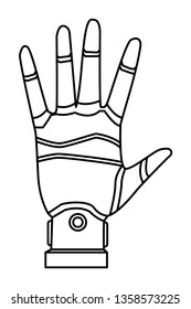 robotic hand open black and white