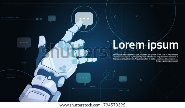 Robotic Hand Touch Chat Bubble Icon Stock Vector (Royalty Free ...