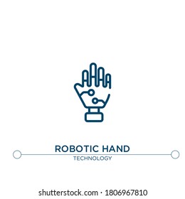 robotic hand vector line icon. Simple element illustration. robotic hand outline icon from technology concept. Can be used for web and mobile

