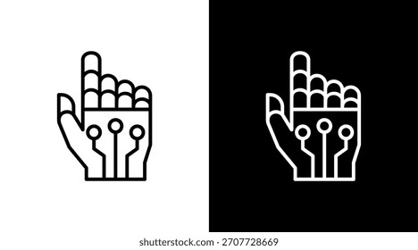 Robotic Hand White Icon Set Vector
