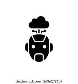 Robotic head with cloud computing digital connection concept