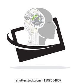 robotic head and smart phone, vector