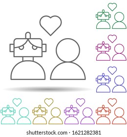 Robotic heart love technology in multi color style icon. Simple thin line, outline vector of robotisc icons for ui and ux, website or mobile application