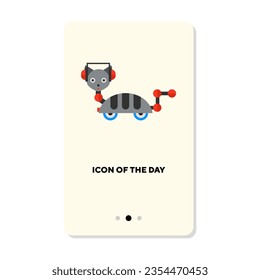 Robotic helper cat on wheels flat vector icon. Artificial intelligence cyborg pet as assistant or toy vector illustration. AI, machines, cybernetics concept for web design and apps